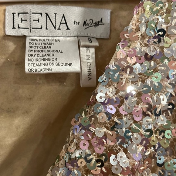 NEW with tags - IEENA for Mac Duggal short nude sequin party dress #26449 - Picture 7 of 10